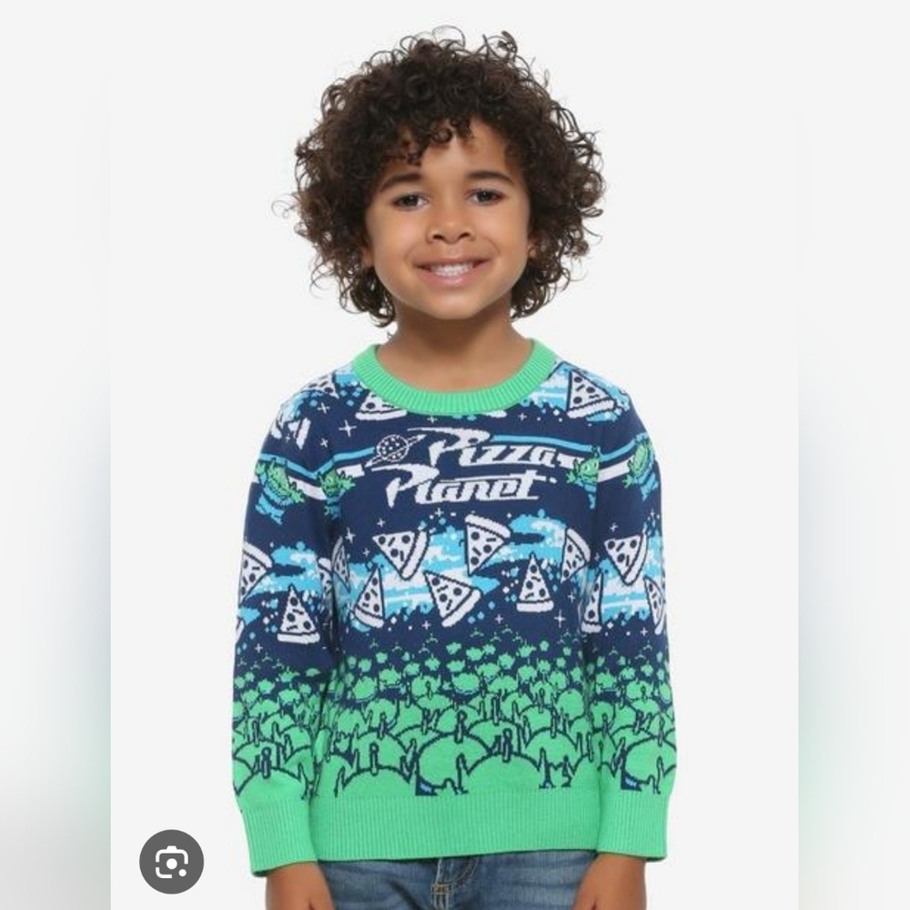 Toy Story Pizza Planet Kids Sweater Size 5T Rare Disney Soft